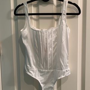 White Satin Corset Bodysuit
